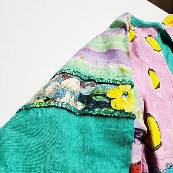 VTG 80s Encore By Silkscapes Hand Painted Tennis Button Up Shacket Size Small P - Picture 12 of 15